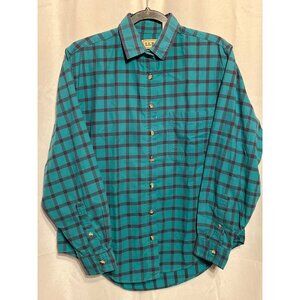L.L. Bean Womens Turquoise & Purple Plaid Long-Sleeve Button-Up Shirt Size 10